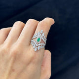 1.83 Diamond Emerald 14K Gold Statement Ring