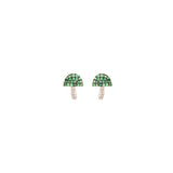 0.35ct Diamond Tsavorite 14K Gold Mushroom Stud Earrings