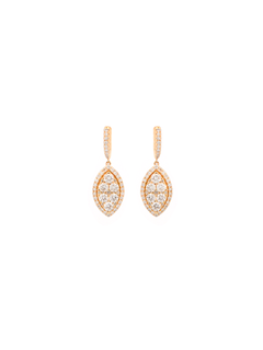 0.76ct Diamond 18K Gold Pave Marquise Dangle Drop Earrings