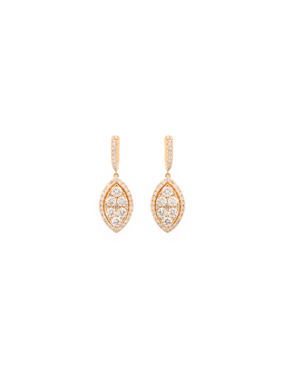 0.76ct Diamond 18K Gold Pave Marquise Dangle Drop Earrings