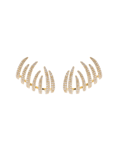 1.82ct Diamond 18K Gold Fire Flames Climber Earrings