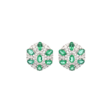 4.33ct Diamond Emerald 18K Gold Cluster Earrings