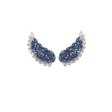 3.54ct Diamond Sapphire 18K Gold Wing Climber Earrings