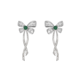 5.22ct Diamond Emerald 14K Gold Day & Night Bow Earrings