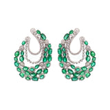 16.1ct Emerald Diamond 18K Gold Cluster Statement Earrings