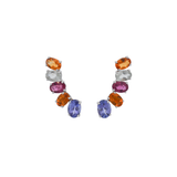 4.3ct Multi Gemstone 18K Gold Climber Earrings