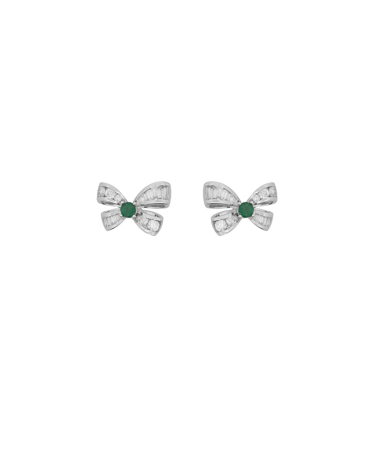 5.22ct Diamond Emerald 14K Gold Day & Night Bow Earrings