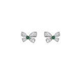 5.22ct Diamond Emerald 14K Gold Day & Night Bow Earrings
