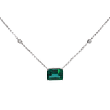 4.25ct Diamond Emerald 18K Gold Pendant By The Yard Necklace