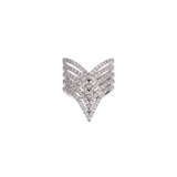 1.15ct Diamond 18K Gold Multi Row V ring