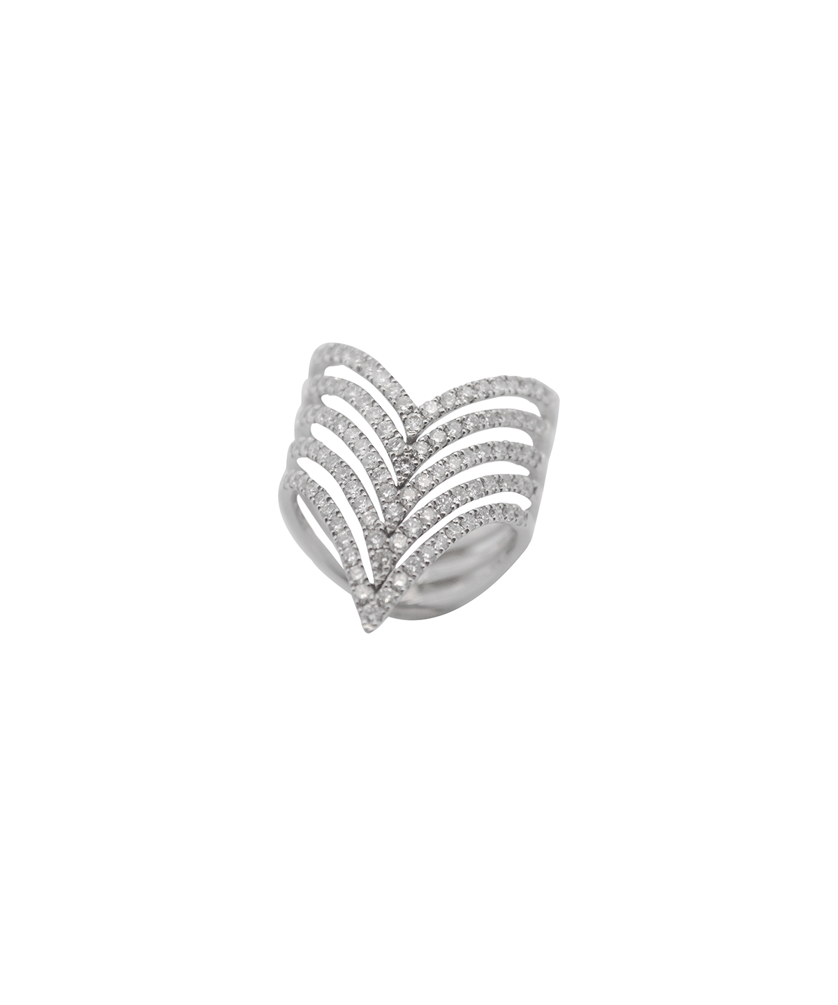 1.15ct Diamond 18K Gold Multi Row V ring