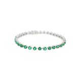 5.00ct Emerald 18K Gold Round Cut Link Tennis Bracelet