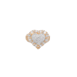 1.45ct  Diamond 14K Gold Pave Heart Statement Ring