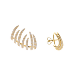 1.82ct Diamond 18K Gold Fire Flames Climber Earrings