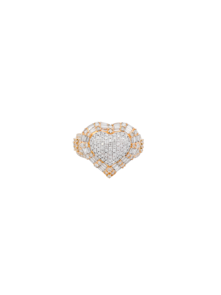 1.45ct  Diamond 14K Gold Pave Heart Statement Ring