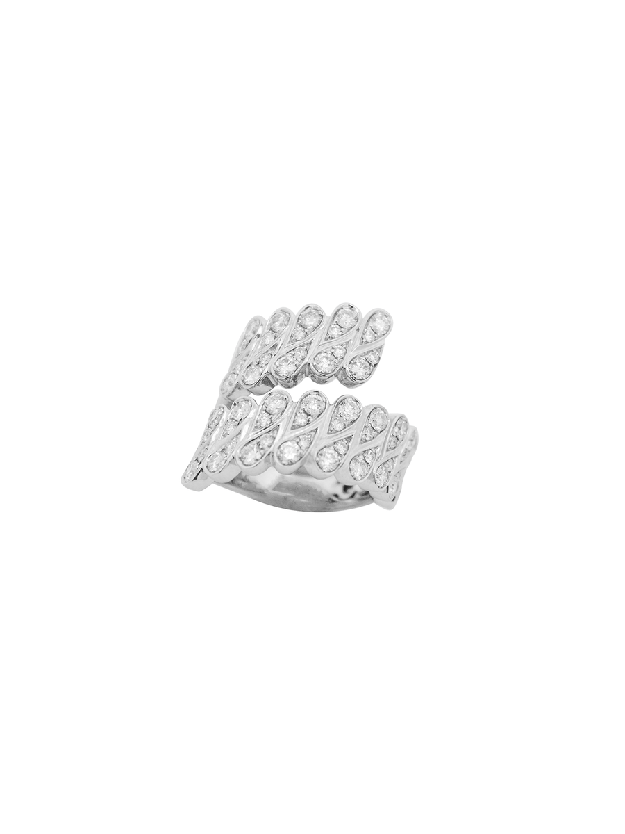 1.60ct Diamond 18K Gold Pave Bypass Ring