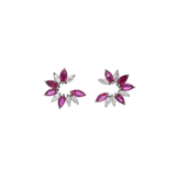 1.84ct Diamond Ruby 18K Gold Floral Earrings