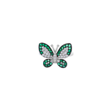 0.60ct Diamond Emerald 18K Gold Pave Butterfly Ring