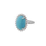 8.59ct Diamond Turquoise 18K Gold Halo Ring