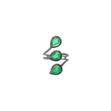 3.25ct Diamond Emerald 18K Gold Three Stone Cocktail Ring