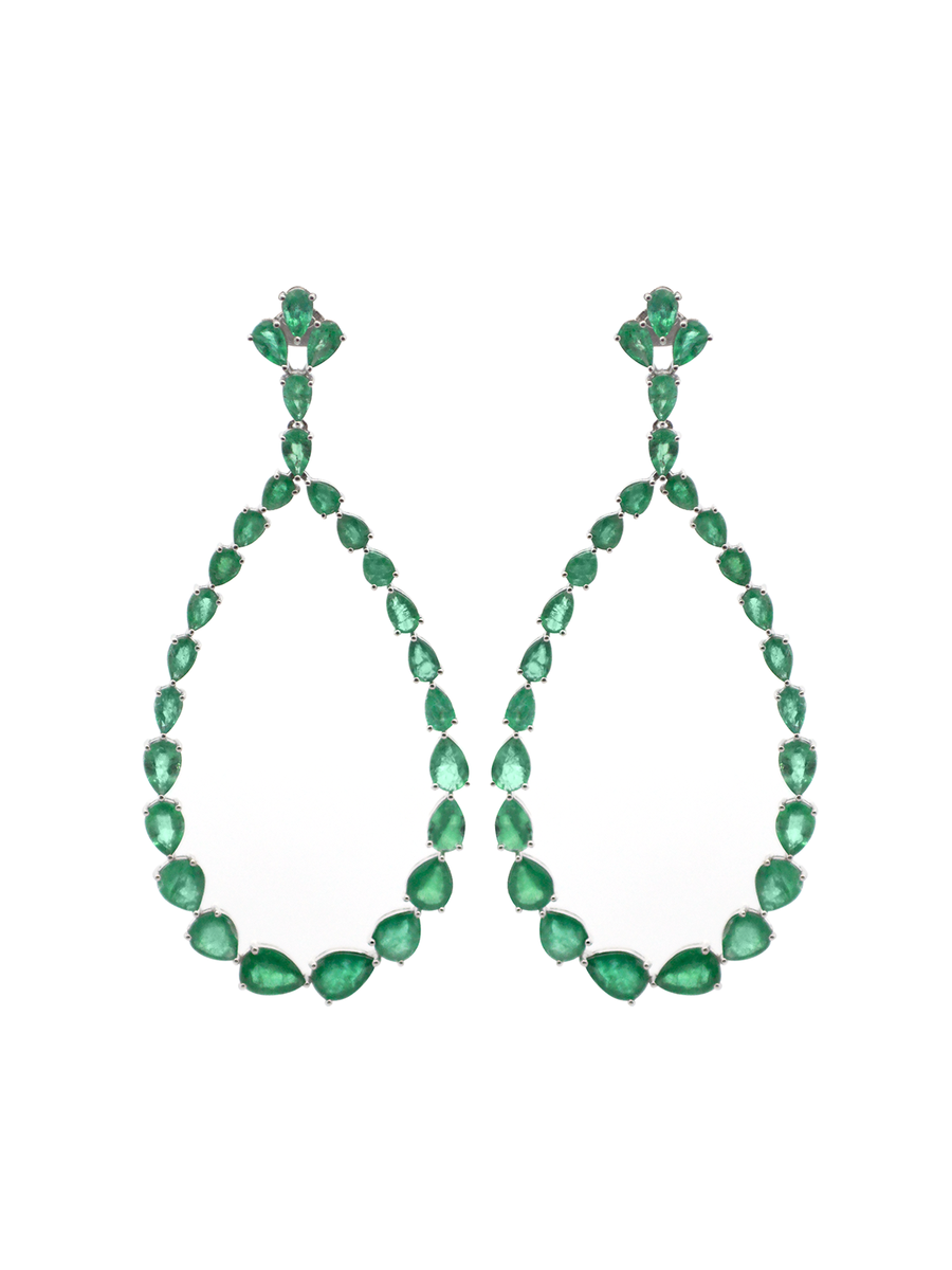 15.19ct Emerald 18K Gold Teardrop Earrings