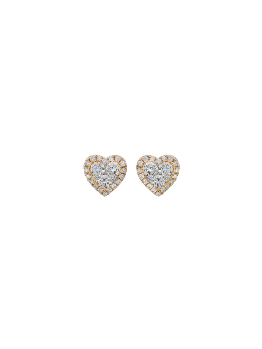 0.83ct Diamond 18K Gold Heart Stud Earrings