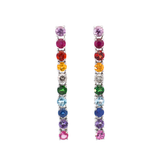 1.9 Multi Gemstone 18K Gold Linear Drop Earrings