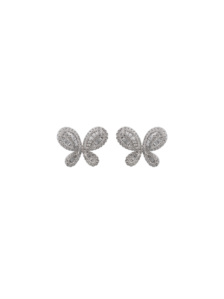 1.50ct Diamond 18K Gold Butterfly Invisible Set Earrings