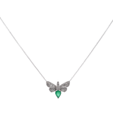 1.60ct Diamond Emerald 18K Gold Dragon Fly Necklace