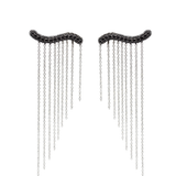 1.20ct Black Diamond 18K Gold Tassel Drop Earrings