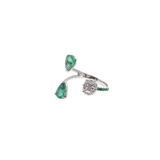 1.20ct Diamond Emerald 18K Gold Open Shank Ring