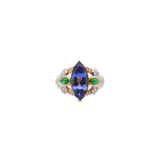 4.58ct Diamond Tanzanite Emerald 18K Gold Platinum Marquise Ring