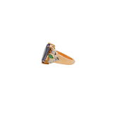4.58ct Diamond Tanzanite Emerald 18K Gold Platinum Marquise Ring