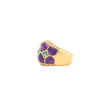 8.84ct Diamond Emerald Amethyst 18K Gold Cabochon Set Ring