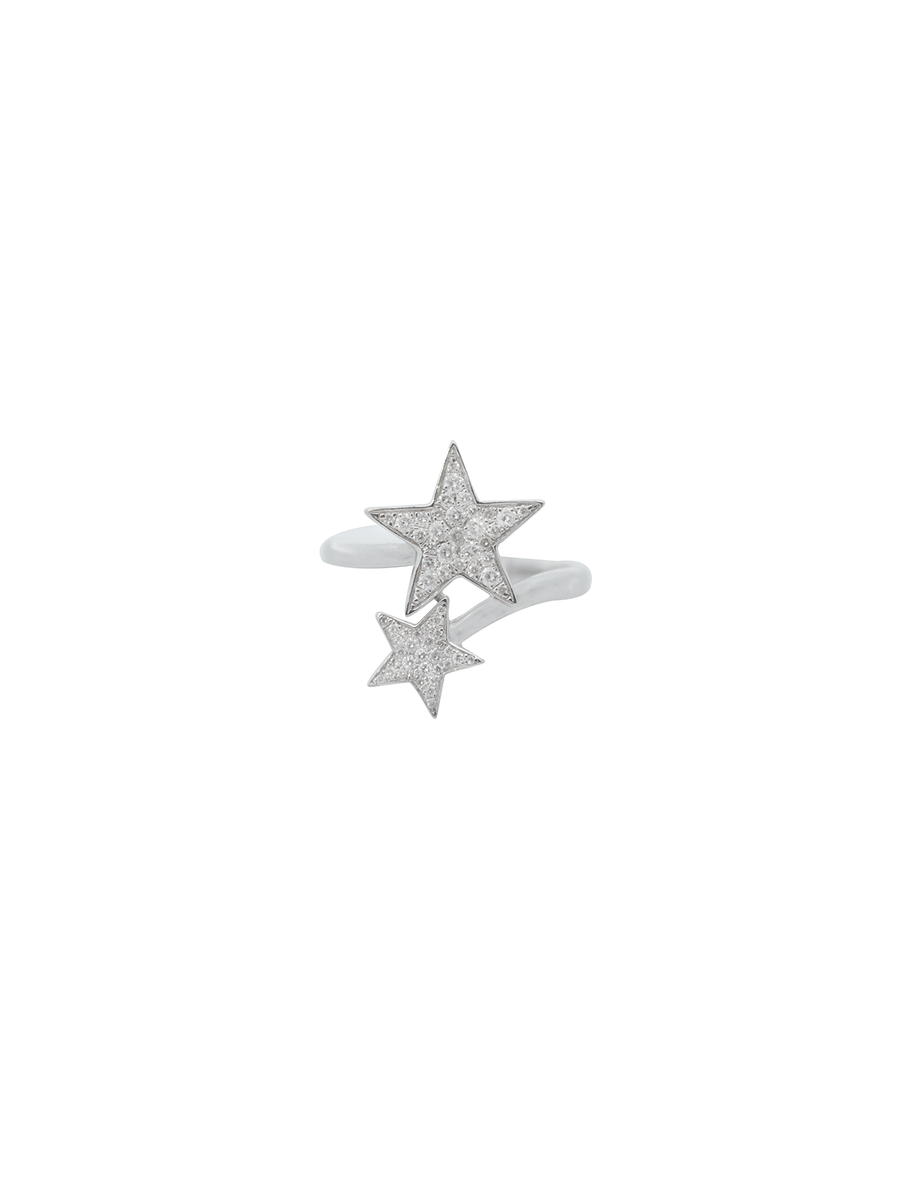 0.30cts Diamond 18K Gold Double Star Ring