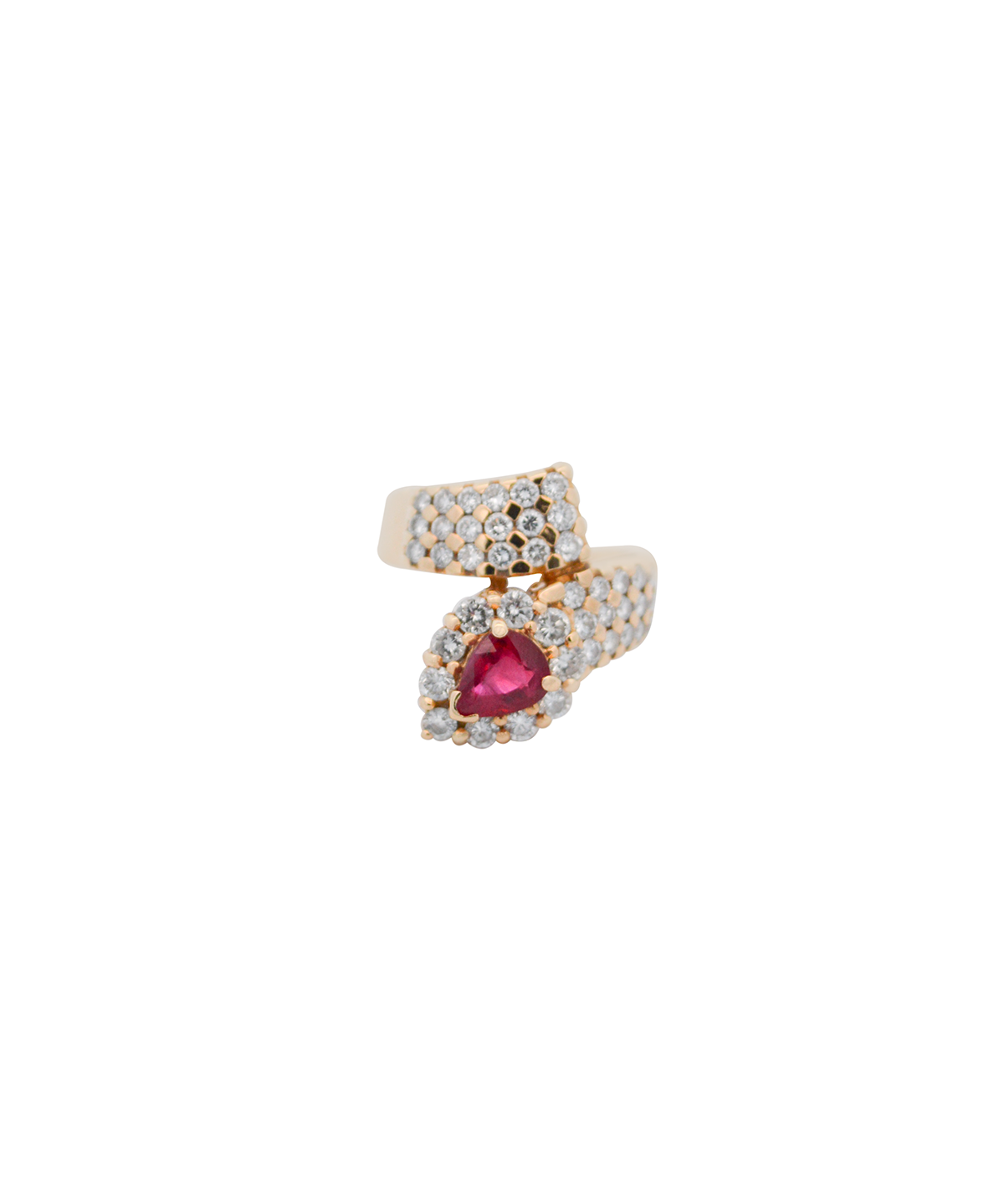 GIA 3.94ct Diamond Burma Ruby 18K Gold Arrow Bypass Ring