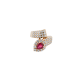 GIA 3.94ct Diamond Burma Ruby 18K Gold Arrow Bypass Ring