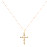 0.06ct Diamond 14K Gold Bezel Cross Necklace