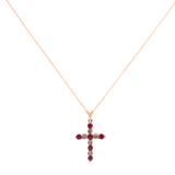 1.27ct Diamond Ruby 14K Gold Cross Necklace