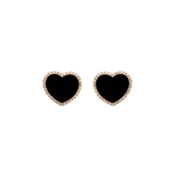 2.26ct Diamond Black Onyx 18K Gold Halo Heart Stud