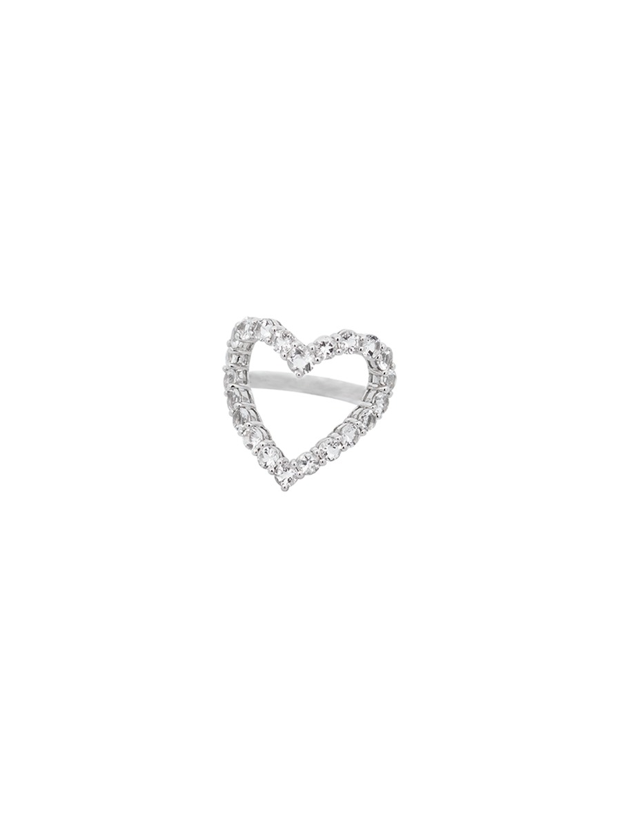 1.80ct White Topaz 18K White Gold Open Heart Ring