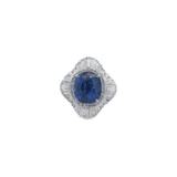 14.50ct Diamond Sri Lanka Sapphire Platinum Cluster Cocktail Ring