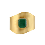 29.61ct Diamond Emerald 18K Gold Wide Cuff Bracelet