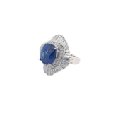 14.50ct Diamond Sri Lanka Sapphire Platinum Cluster Cocktail Ring
