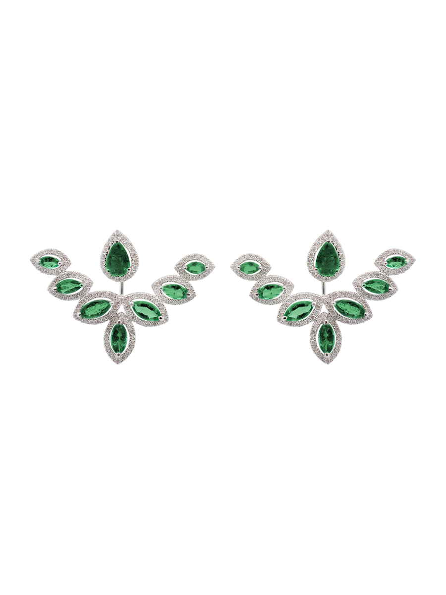 3.44ct Diamond Emerald 18K Gold Day & Night Earrings