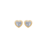 0.36ct Diamond 14K Gold Baguette Heart Stud Earrings