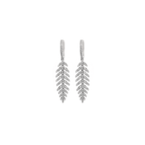 0.89ct Diamond 14K Gold Pave Leaf Dangle Drop Earrings
