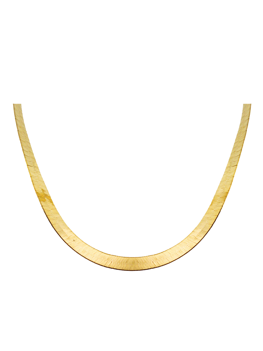 14K Gold 10mm Herringbone Chain Necklace