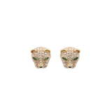 1.66ct Diamond Emerald 18K Gold Pave Panther Earrings