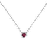 5.89ct Diamond Ruby 18K Gold Halo Heart Tennis Link Necklace